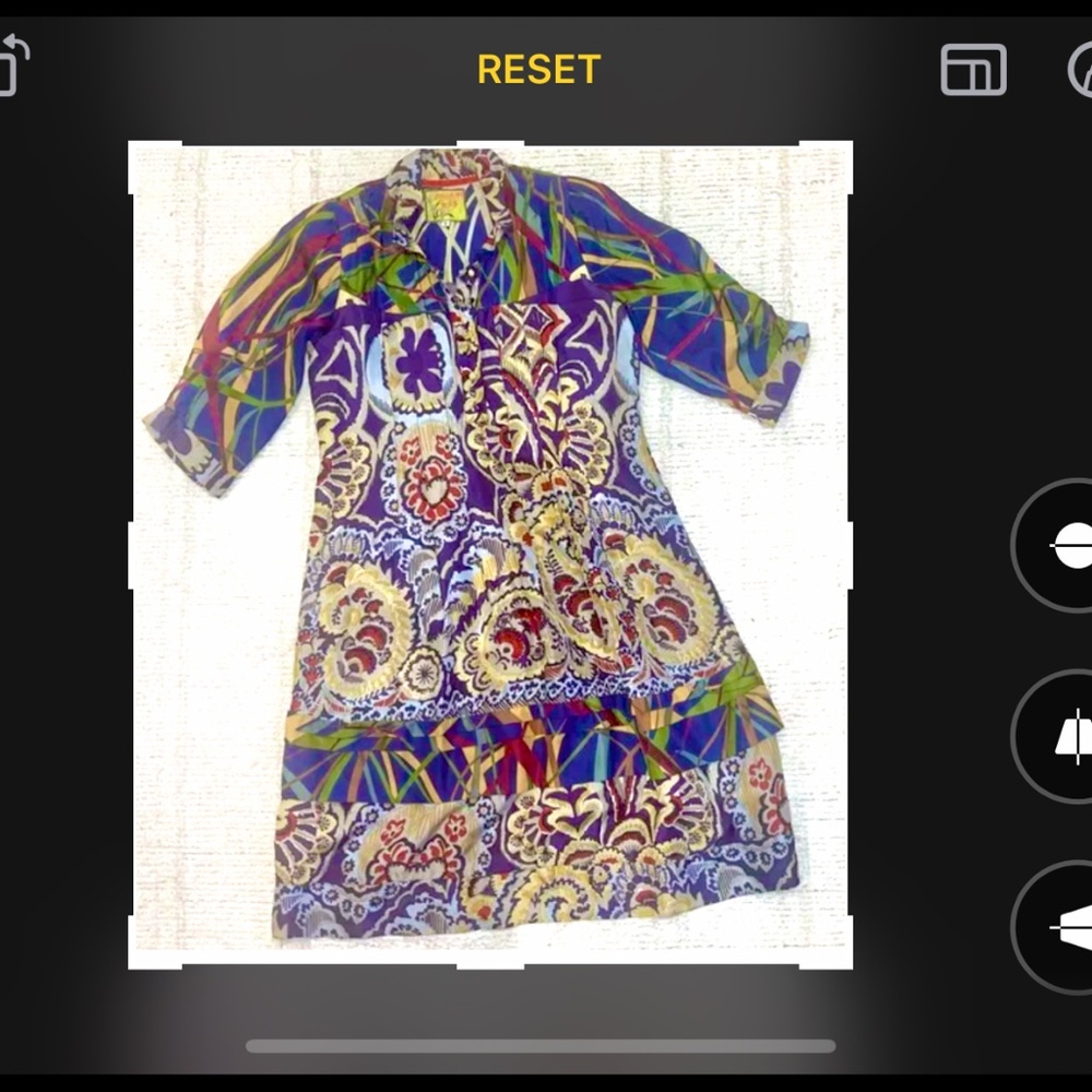 Johnny Was silk dress. Small, loose fit, 3/4 slv, New! Gorgeous! Rare!